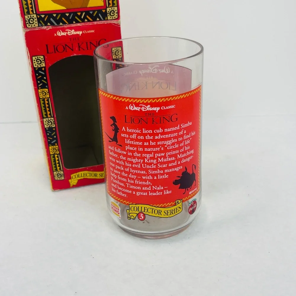 Vintage 1994 Disney Lion King Burger King Coca-Cola Collector Glass Series 3 Box